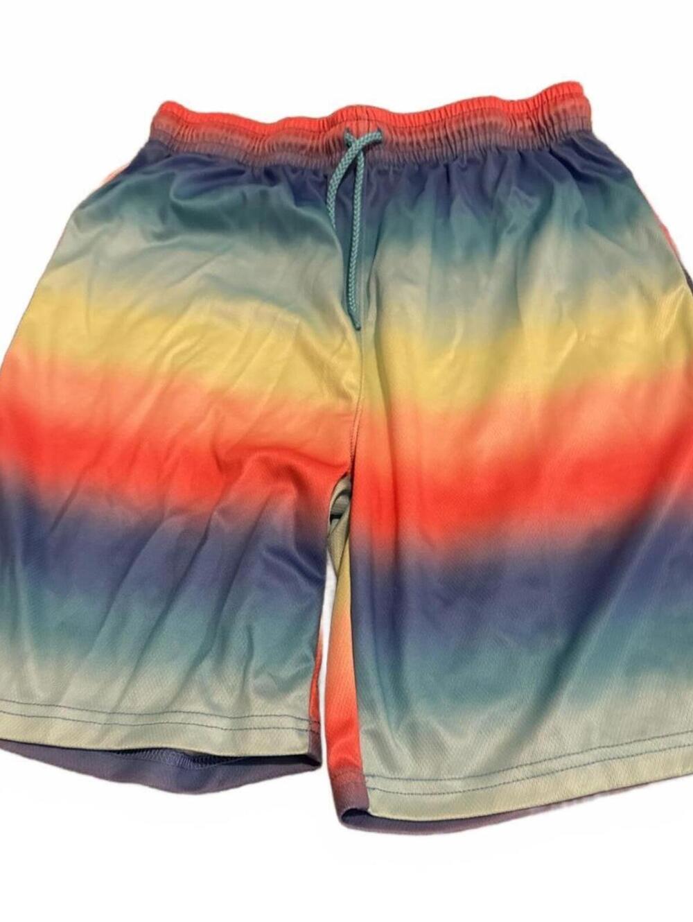 PLACE Multi Rainbow Gradient Athletic Shorts 2XL